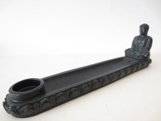 Schwarzer Sitzender Japanisch Buddha Räucherstäbchenhalter