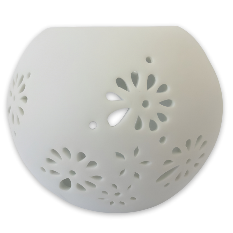 Weißer Keramik-Ölbrenner – Blumenmotiv (VI)