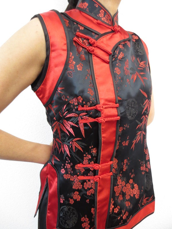 zwart met rode bloemen - 34