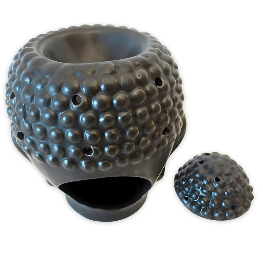 Schwarzer Buddha-Kopf Duftölbrenner(13 cm)