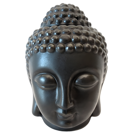 Schwarzer Buddha-Kopf Duftölbrenner(13 cm)
