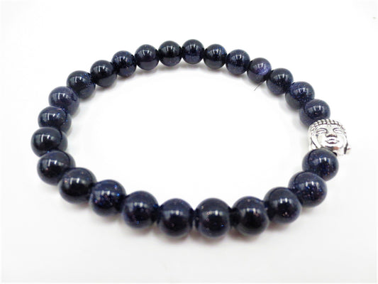 8mm Buddha-Armband ohne Box - Blauer Sandstein