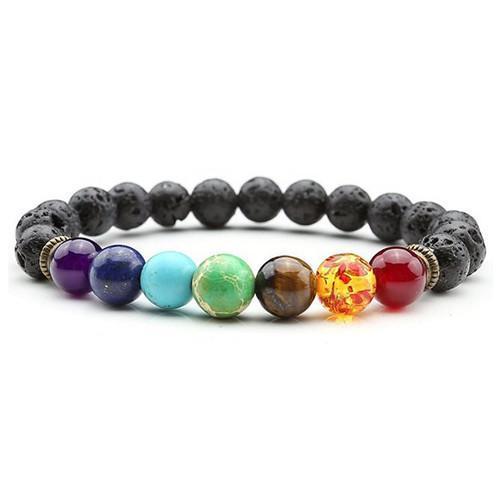 8 mm 7-Chakra-Armband ohne Box – Lavastein