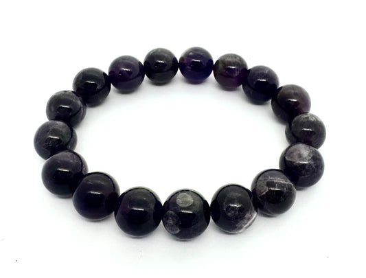 12 mm Amethyst Edelsteinarmband – Geschenkbox Exklusiv