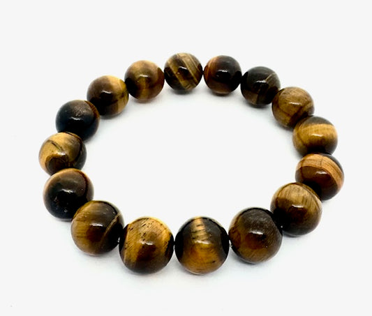 12 mm Tigerauge Edelsteinarmband – Geschenkbox Exklusiv