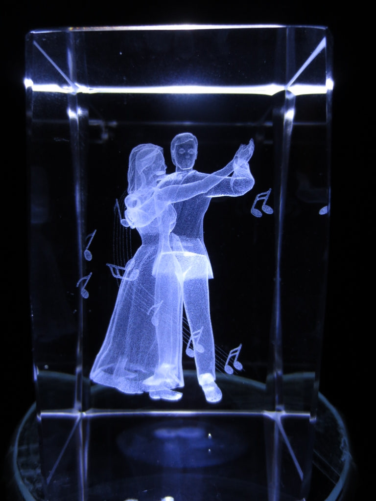 3D-Kristall-Lasergravurblock – Tanzendes Paar