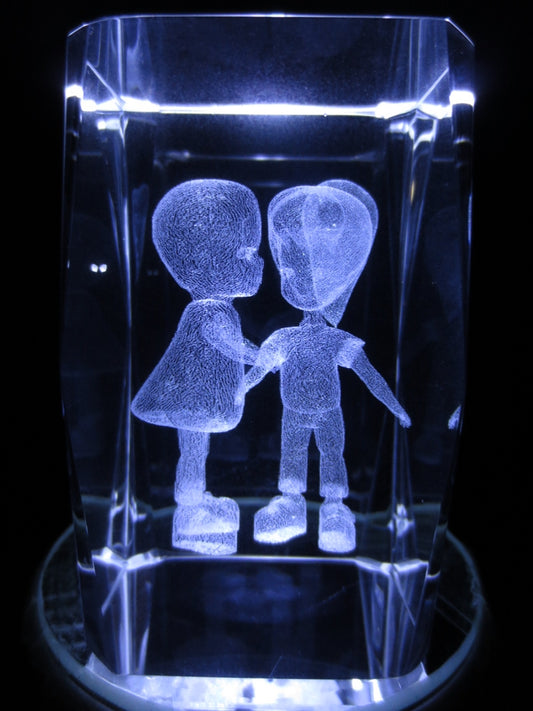 3D-Kristall-Lasergravurblock – Junge und Mädchen