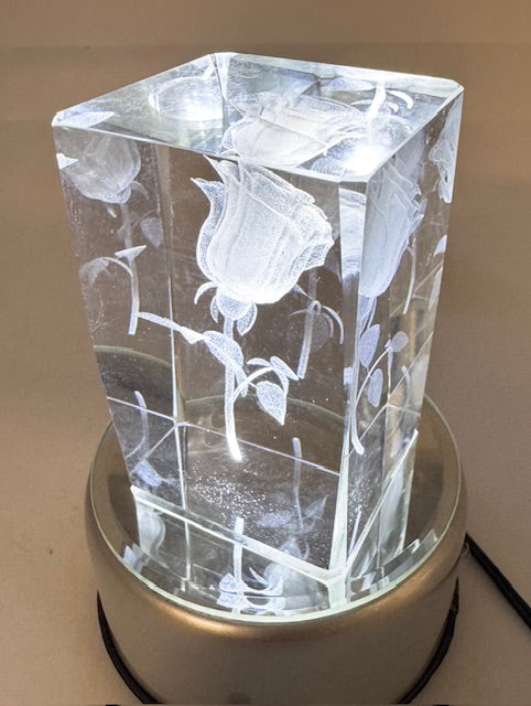 3D-Kristall-Lasergravurblock – Rose