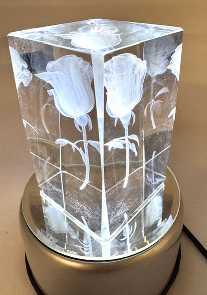 3D-Kristall-Lasergravurblock – Rose