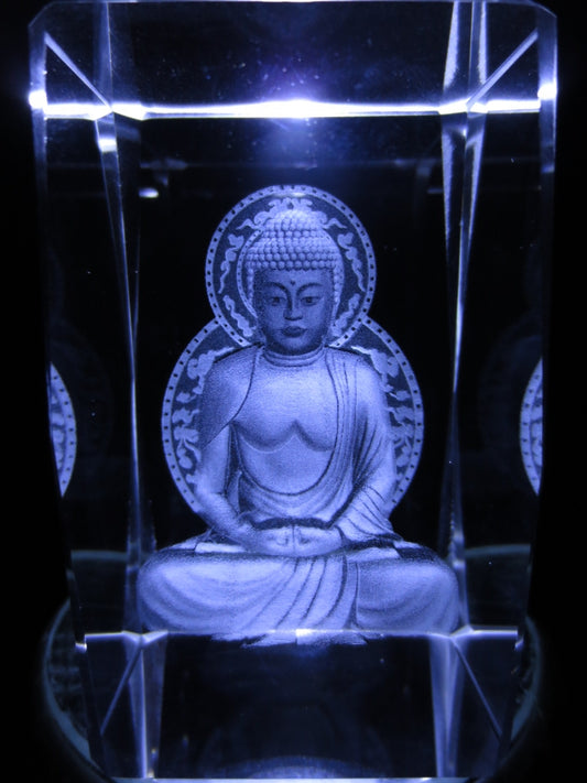 3D-Kristall-Lasergravurblock – Meditierender Buddha