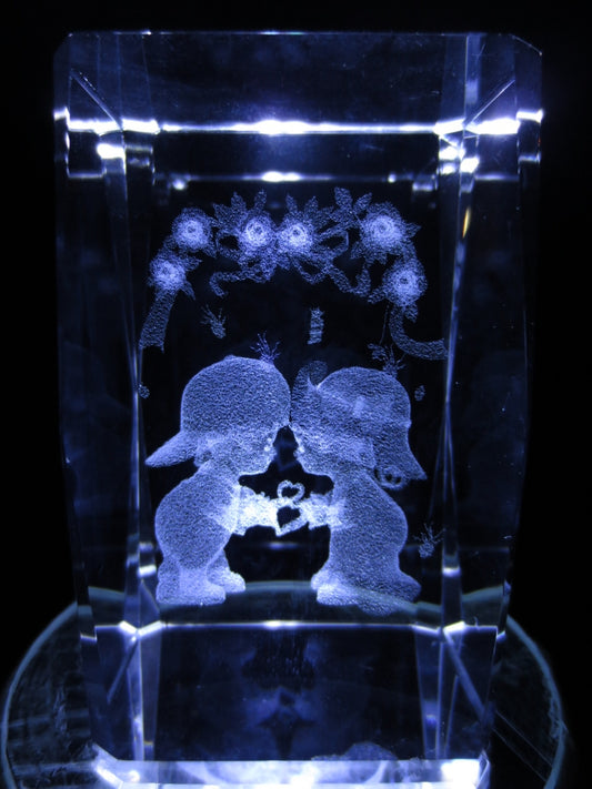 3D-Kristall-Lasergravurblock – Süßes Paar