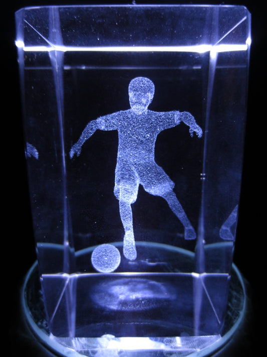 3D-Kristall-Lasergravurblock – Fußballspieler