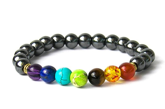 8 mm 7-Chakra-Armband für Männer – Hämatit