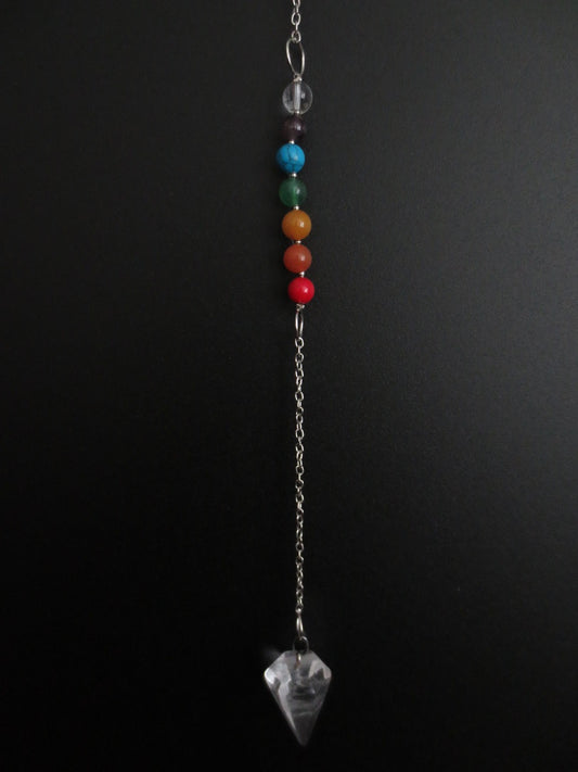 Bergkristall 7 Chakra Edelstein-Pendel