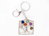 Großhandel Metall Chakra Tree of Life Schlüsselanhänger mit 7 Edelsteinen