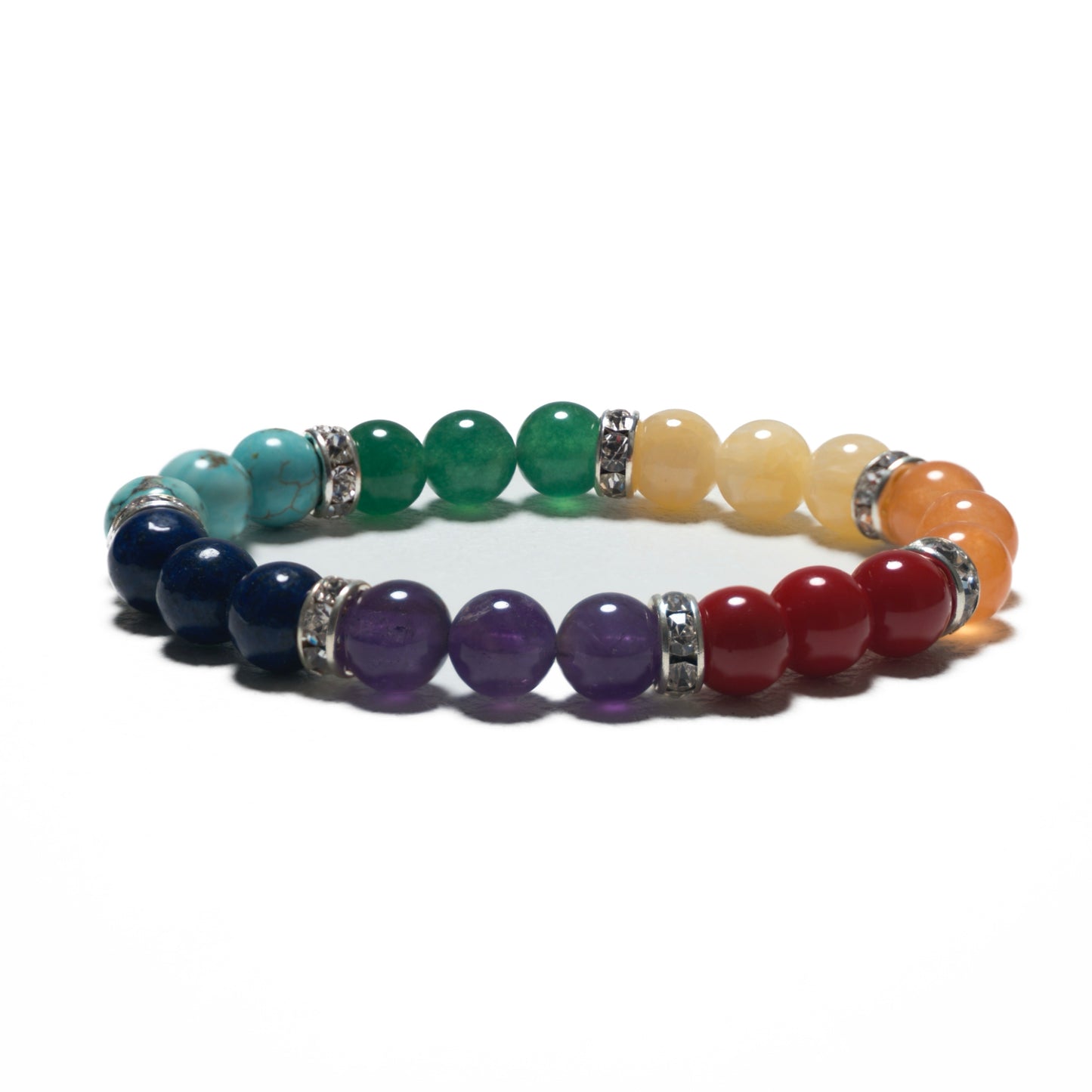 8 mm 7-Chakra-Armband ohne Box – Mixed mit Diamant
