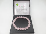 8 mm Rosenquarz Edelsteinarmband – Geschenkbox Inklusiv