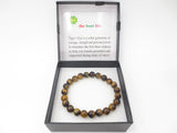 8 mm Tigerauge Edelsteinarmband – Geschenkbox Inklusiv