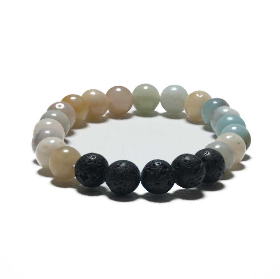 8 mm Armband ohne Geschenkbox – Amazonit und Lavastein
