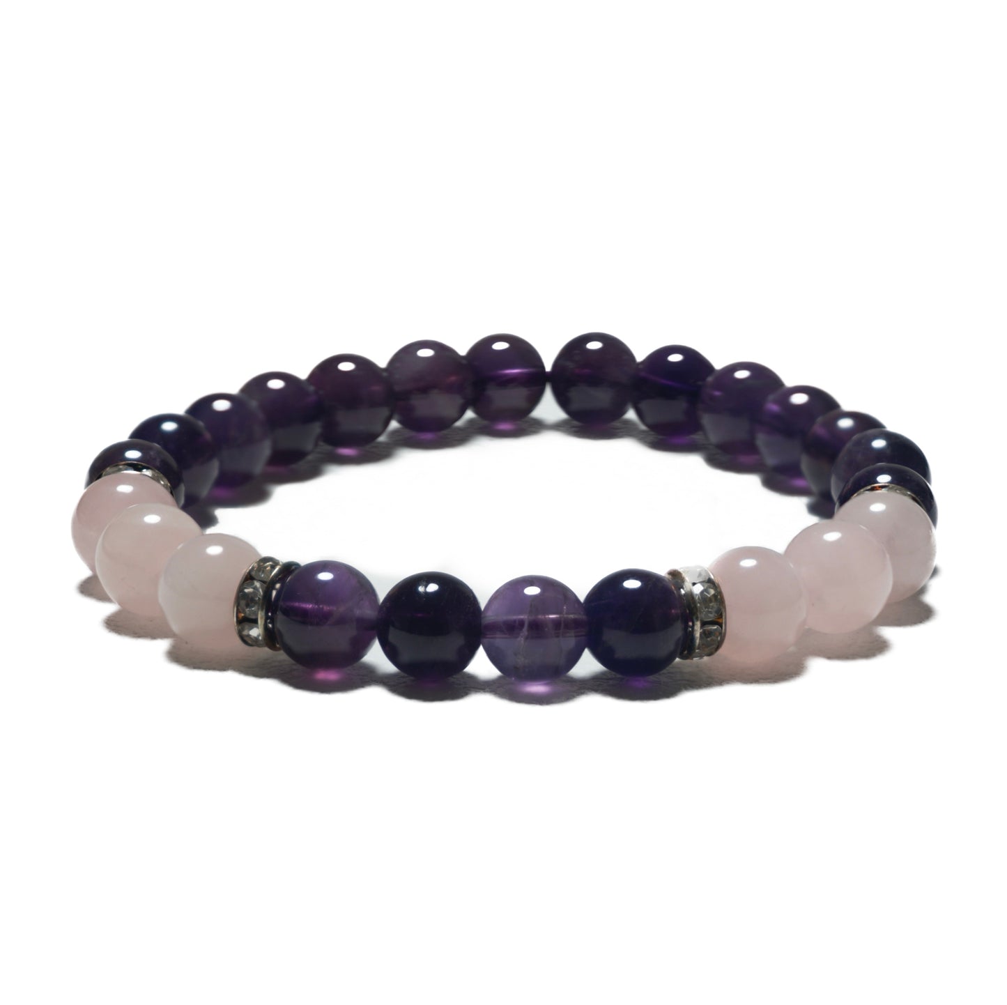 8mm Armband aus Metall - Amethyst und Diamant