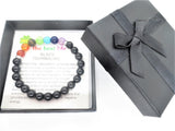 8 mm 7-Chakra Schwarzer Turmalin Edelsteinarmband – Geschenkbox inklusive