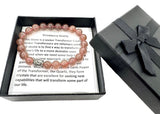 8 mm Buddha Erdbeerquarz Armband – Geschenkbox Inklusive