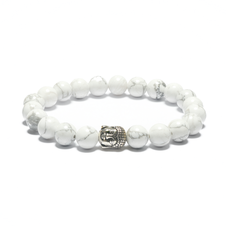 8mm Buddha Armband ohne Box - Weißer Howlith