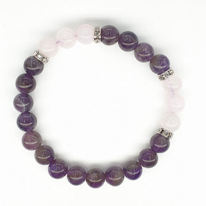 8-mm-Armband mit Geschenkbox – Amethyst und Diamant