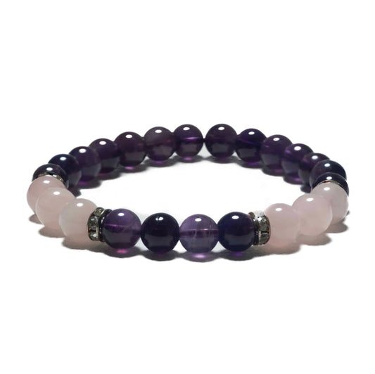 8-mm-Armband ohne Geschenkbox – Amethyst und Diamant