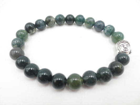 8-mm-Buddha-Armband ohne Schachtel – Moosachat
