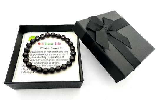 8 mm Granate Edelsteinarmband – Geschenkbox Inklusiv