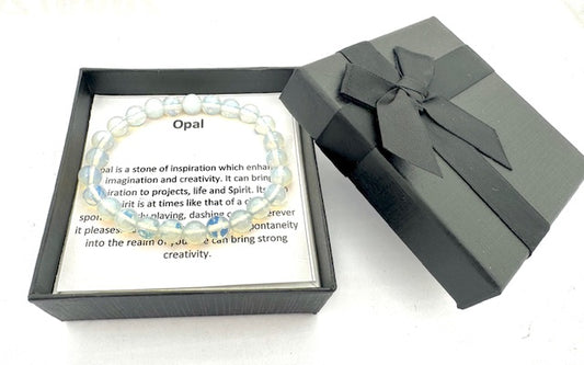 8 mm Opal Edelsteinarmband – Geschenkbox Inklusiv