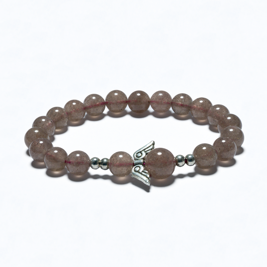 8mm Engelsarmband ohne Box - Erdbeerquarz