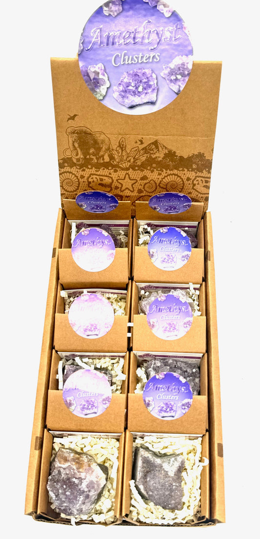 Natürliche Amethyst Kristallcluster Set (16 Stück)
