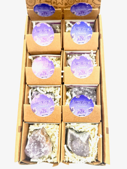 Natürliche Amethyst Kristallcluster Set (16 Stück)