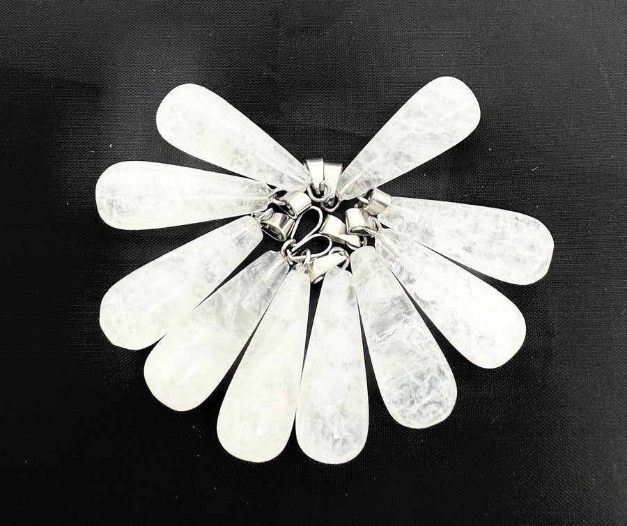 Bergkristall-Tropfenanhänger (10 Stück)