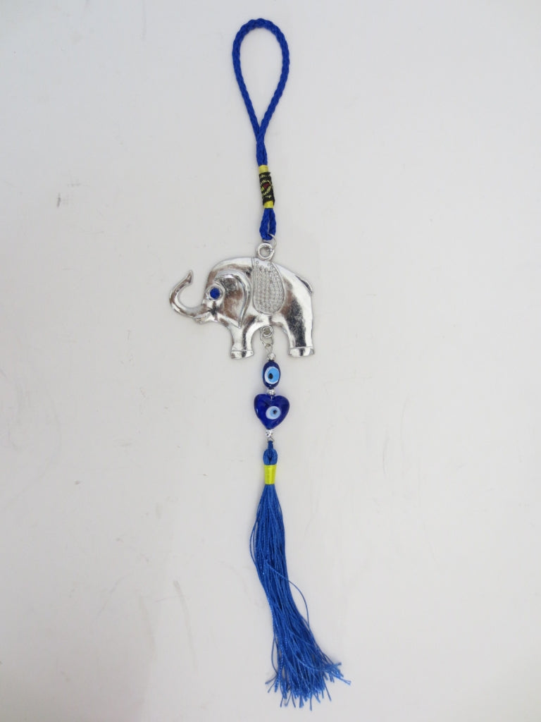 Blauer Evil Eye Anhänger mit Elefant