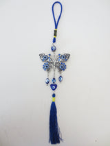 Blauer Evil Eye Anhänger mit Schmetterling 6er Set