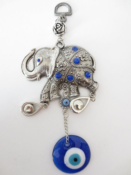 Blauwe Boze Oog Hanger Set met Olifant (6 stuks)