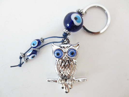 Blauer Evil Eye Schlüsselanhänger mit Eule 6er Set