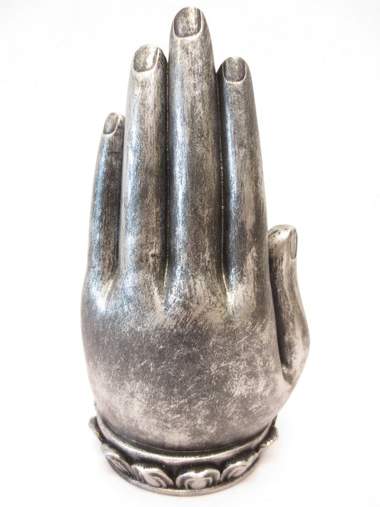 Silber Buddha Hand Räucherhalter für Stäbchen &amp; Kegel (Groß)