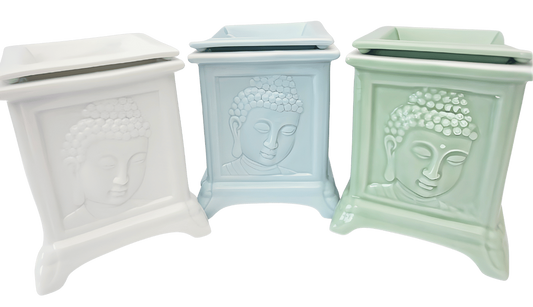 Buddha Duftlampe Luxus-Set mit 3 Stück – Jade, Hellblau &amp; Weiß