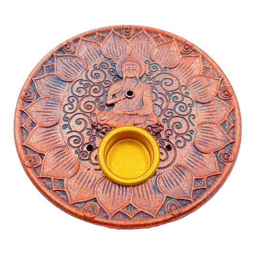 Bronzer-Buddha-Räucherhalter für Stäbchen &amp; Kegel