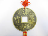 Feng-Shui-Münze zum Wandbehang mit Drache und Phönix und roter Quaste, AA-Qualität