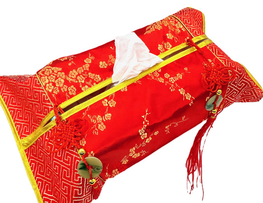 Roter Asiatische Brokade-Taschentuchhülle