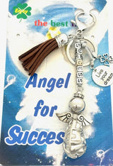 Dunkelbraun "SUCCESS" Angel Schlüsselanhänger mit Quaste
