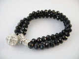 Schwarzes Kristallperlenarmband