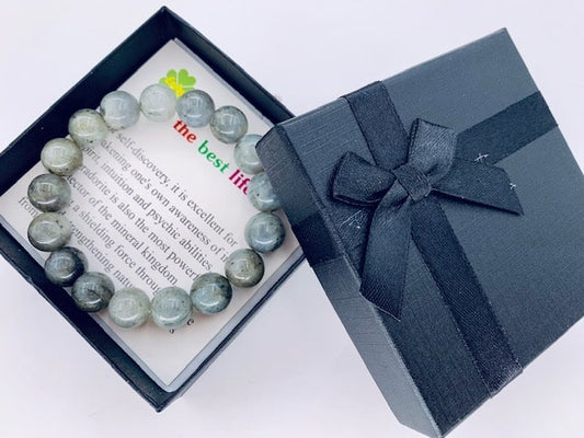 12mm Edelstein Armband mit Geschenkbox - Labradorit