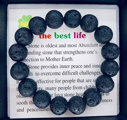 12mm Edelstein Armband mit Geschenkbox - Lavastein