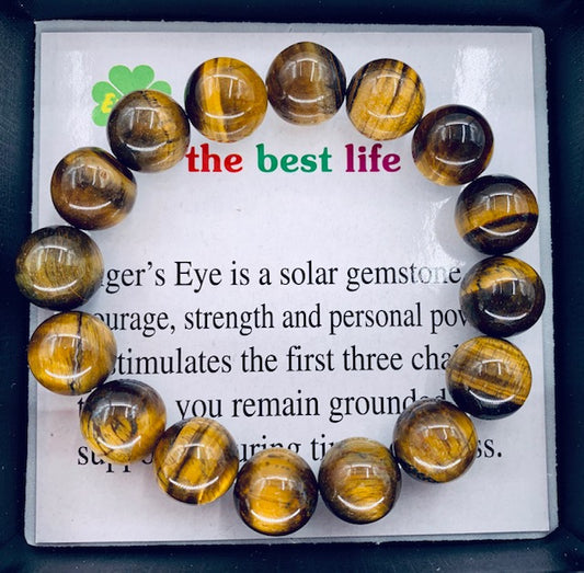 12mm Edelstein Armband mit Geschenkbox - Tigerauge